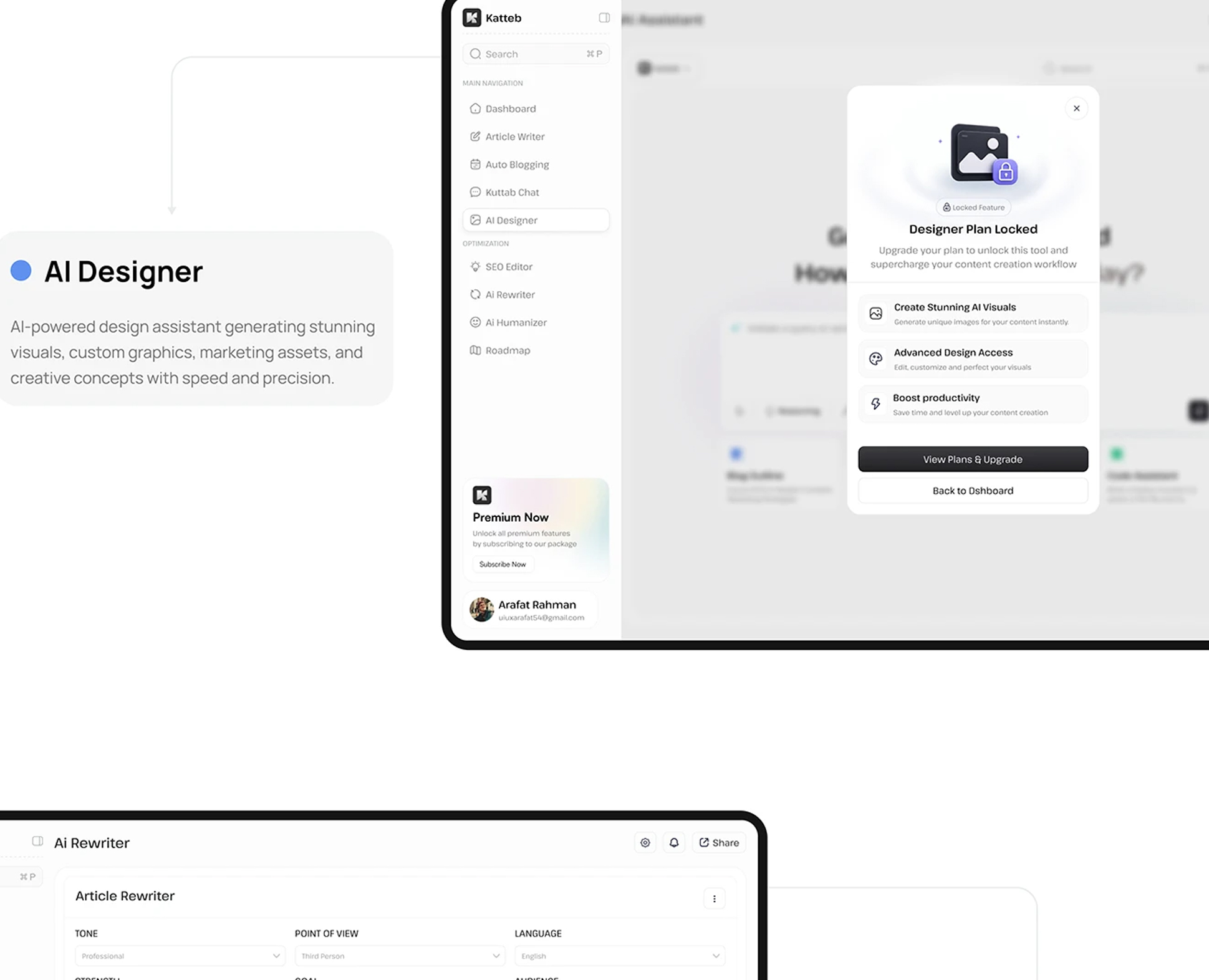Sistema de diseño y componentes UI — Aplicación KATTEB
